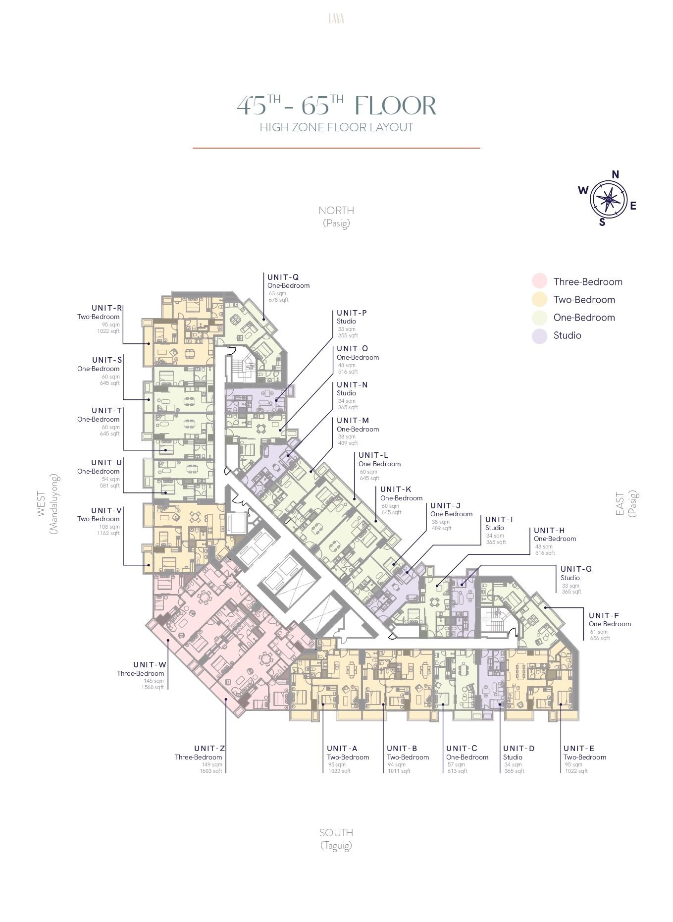 45th -65th Floor_High Zone Floor Layout